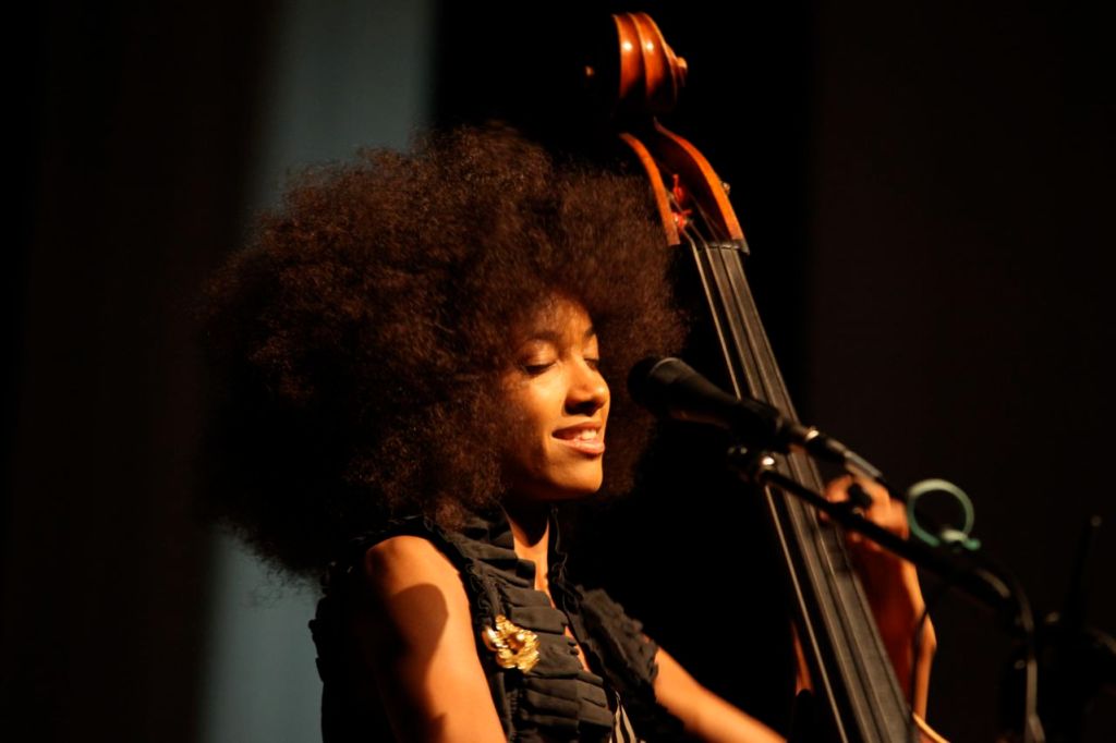 Esperanza beating that bass for the crowd. Image Courtesy: blog.afropop.org