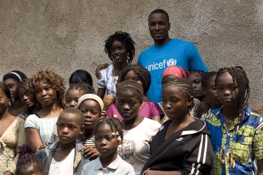 Serge Ibaka with kids in Congo for UNICEF project. Image Courtesy: OKC Thunder