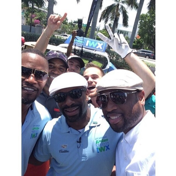 Three distinguished gentlemen on golf course. Image Courtesy: Jamie Fox Instagram