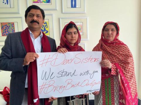 One year, 200 schoolgirls, never forget. Photo Credit: Malala Twitter